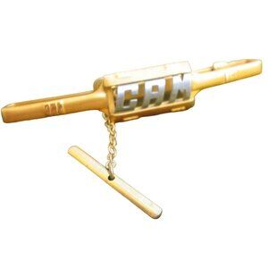 True Vintage Estate Mens Gold-Tone "CAD" Tie Bar Clip With Chain
